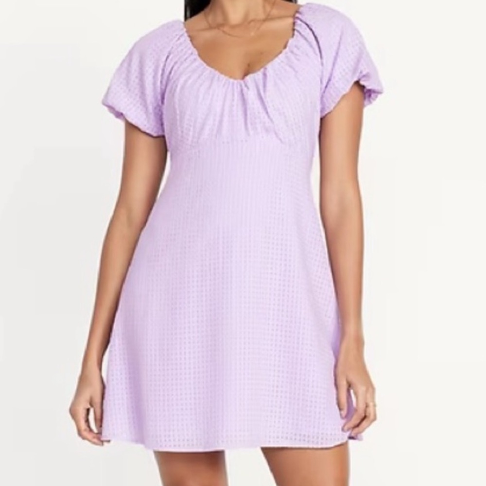 Old Navy Lilac Flutter Sleeve Mini Swing Dress